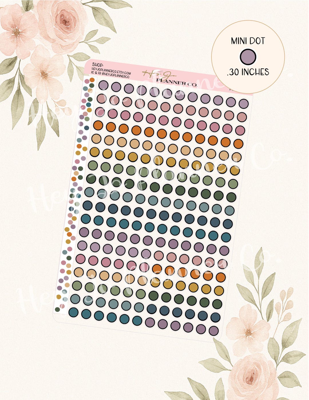 Mini Dot Planner Stickers in Toile Colorway, Mini Icons - Etsy