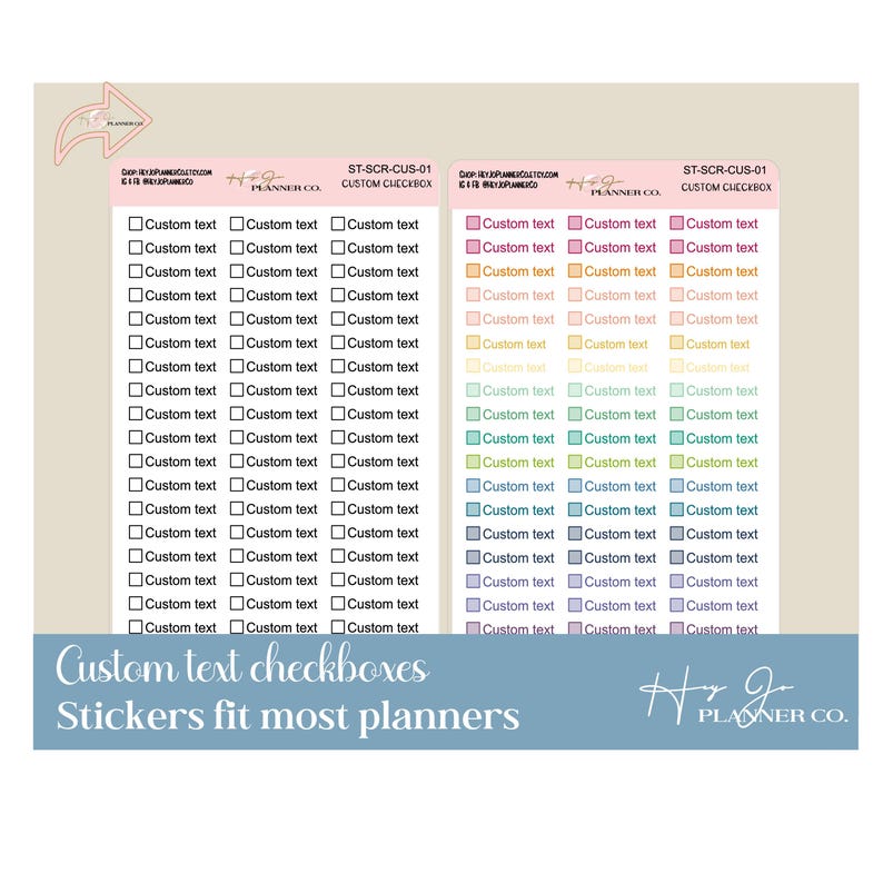 Custom Checkbox Sticker Bundle, 3 Personalized Planner Sheets - Etsy