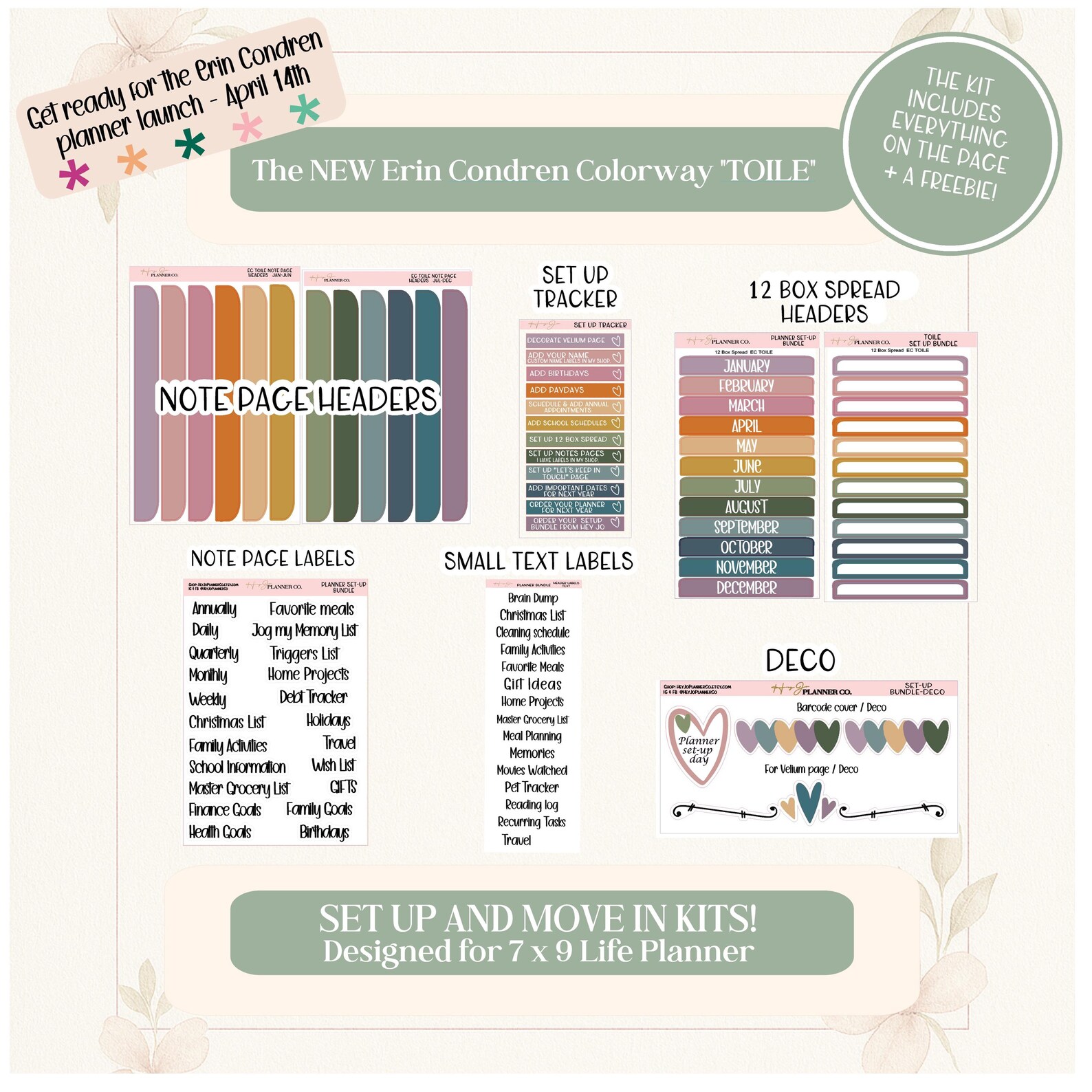 Erin Condren Legacy Toile Planner Sticker Bundle | 7x9 Setup Kit - Etsy