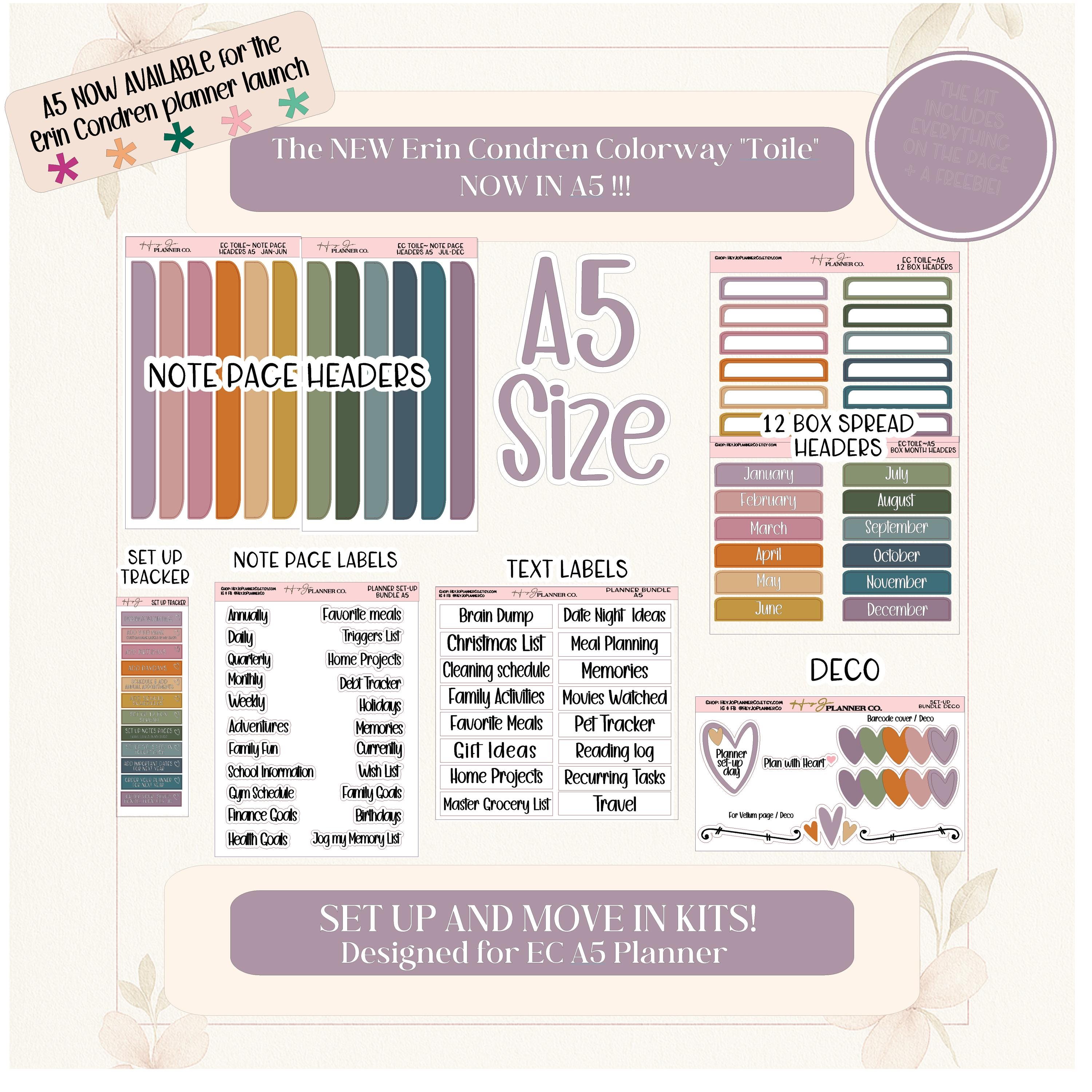 Erin Condren Legacy Toile Planner Sticker Bundle | A5 Setup Kit - Etsy