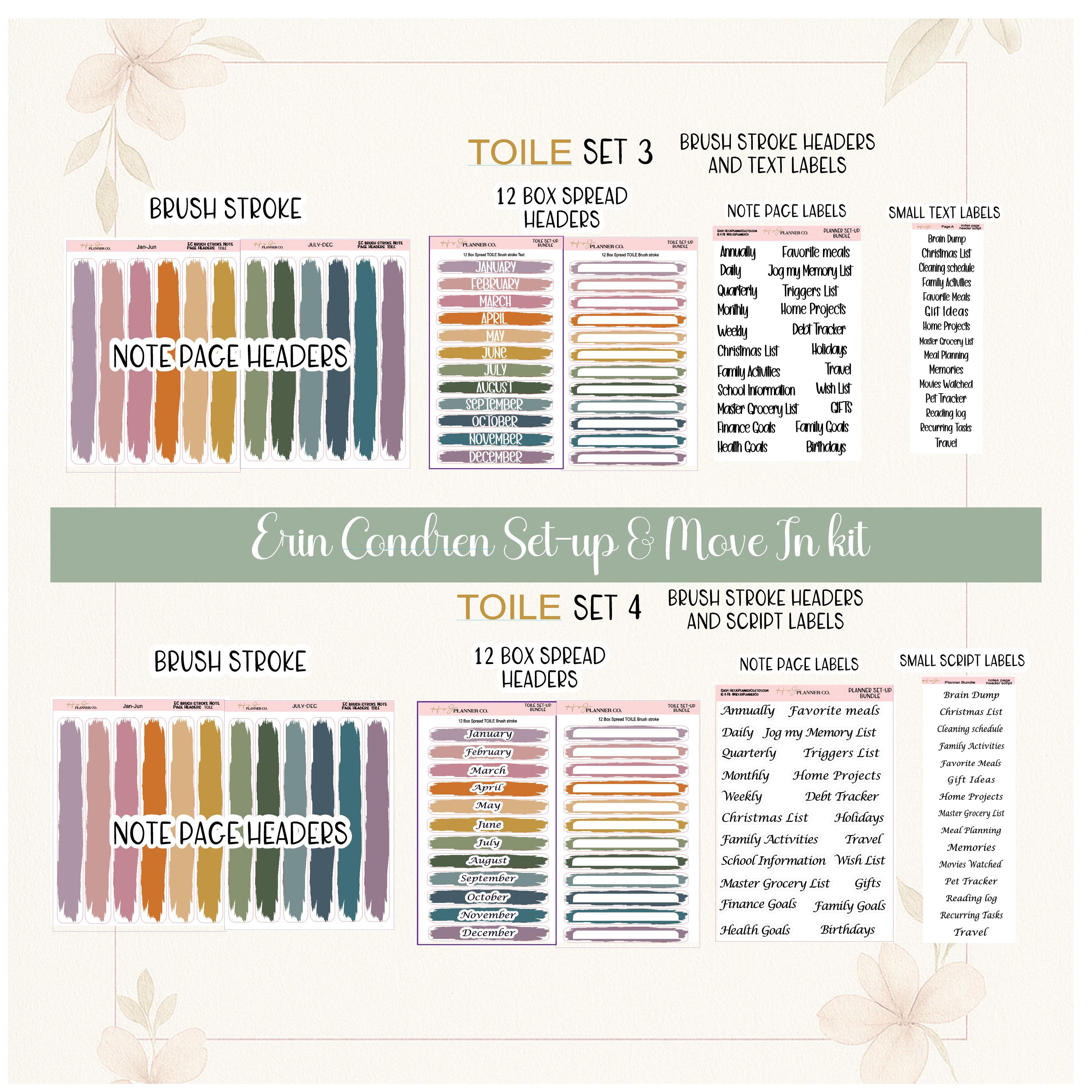 Erin Condren Legacy Toile Planner Sticker Bundle | 7x9 Setup Kit - Etsy
