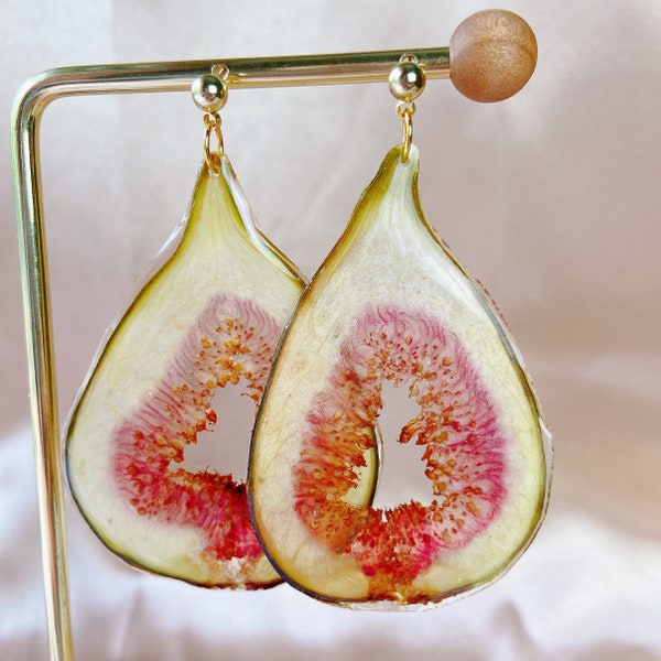 Real figs handmade resin earrings, Botanical earrings, Real fruit earrings, Hypoallergenic earrings, Nature earrings, Unique gifts