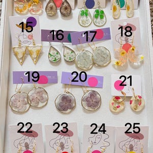 SALE Dried flower handmade resin earrings, Pressed flower necklace, adjustable ring, bracelet and bangle
