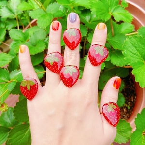 Handgemaakte oorbellen van gedroogde aardbeien, botanische oorbellen, verstelbare ring echte aardbei, ketting echte aardbei, hypoallergeen