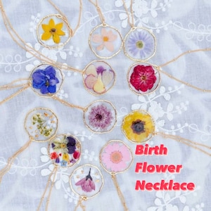 Collar personalizado con flores reales para tu mes de nacimiento, colgante de resina con flores prensadas en oro, regalo de cumpleaños para dama de honor de boda, regalo para ella