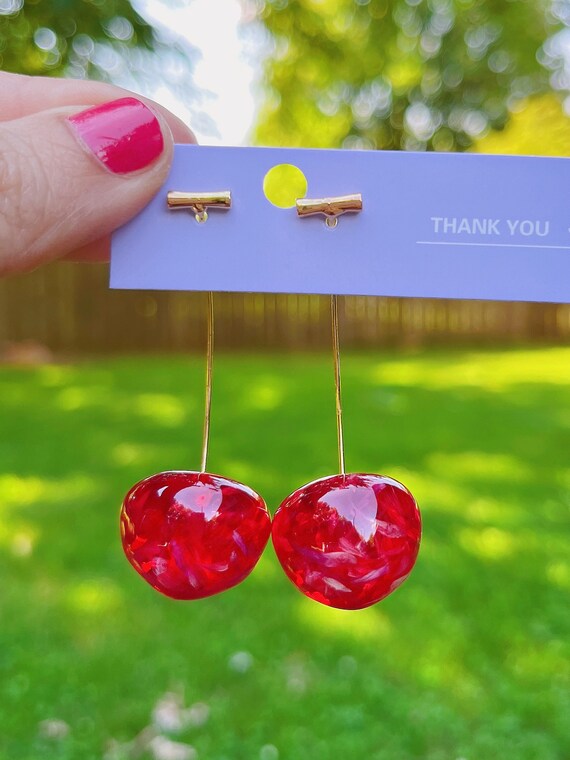 Clip on cherry earrings sale