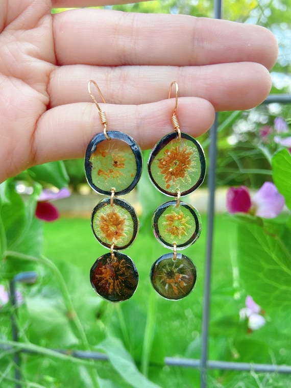 Dried Blueberry Handmade Resin Earrings, Botanical Earrings, Real