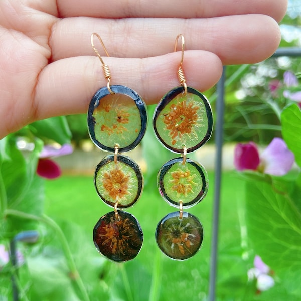 Dried blueberry handmade resin earrings, Botanical earrings, Real blueberry earrings, Hypoallergenic earrings