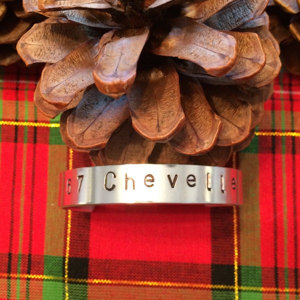 67 Chevelle handcrafted stamped mens aluminium bracelet