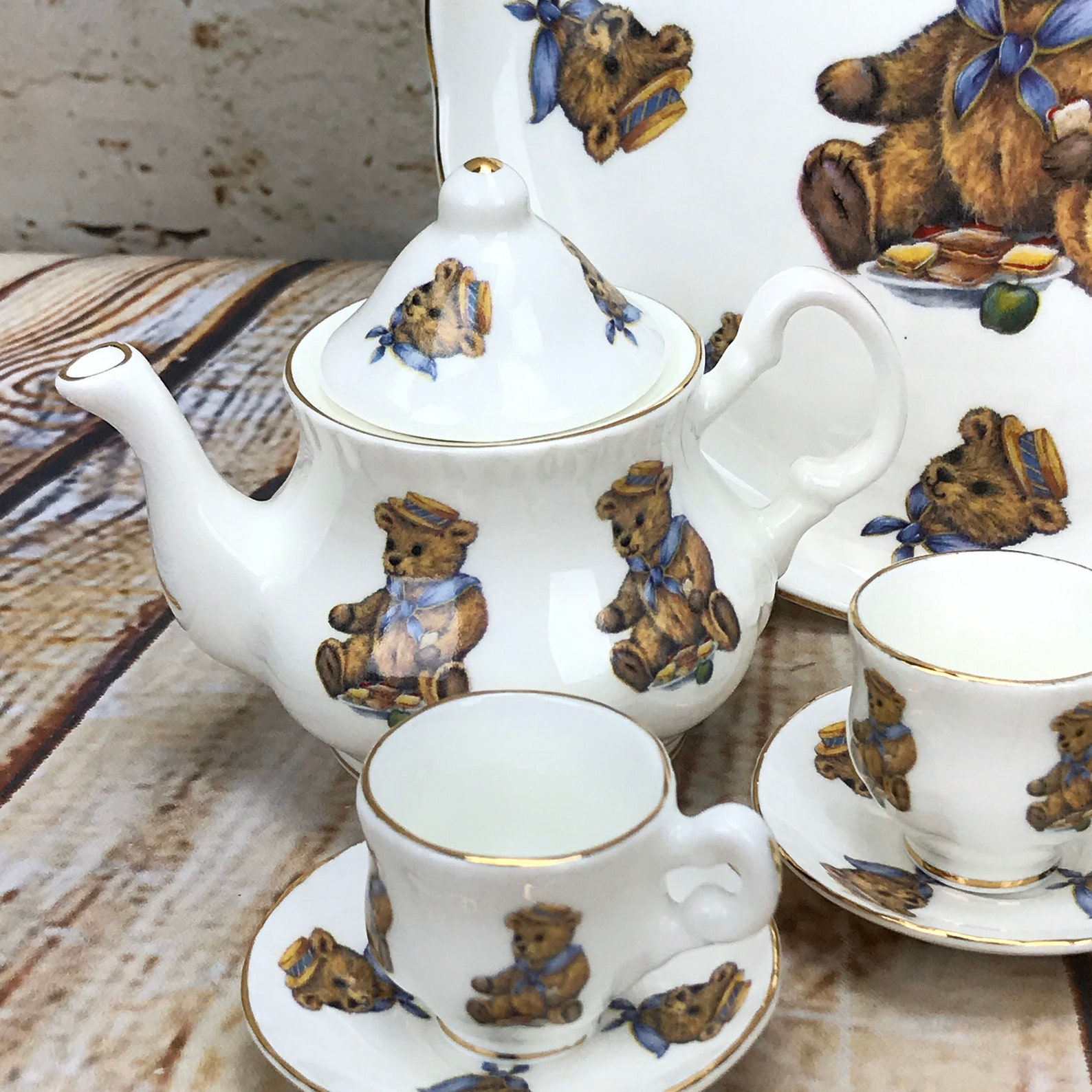Mini Miniature Teddy Bear Fine Bone China Tea Set Royal Etsy