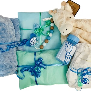 Personalized Giraffe Reborn Baby Doll Boy Shower Surprise Box opening