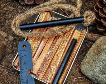 Fatwood Fire Starter Kit Ferro Rod Tinder Wick Striker Camping Survival Gear Bushcraft Made to Last