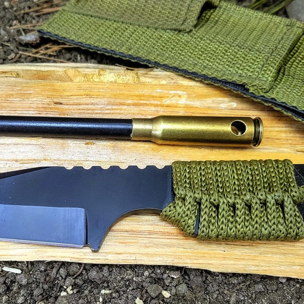 Knife Camping Ferro Rod Backpacking Hunting Bushcraft Fixed Blade w/ Sheath
