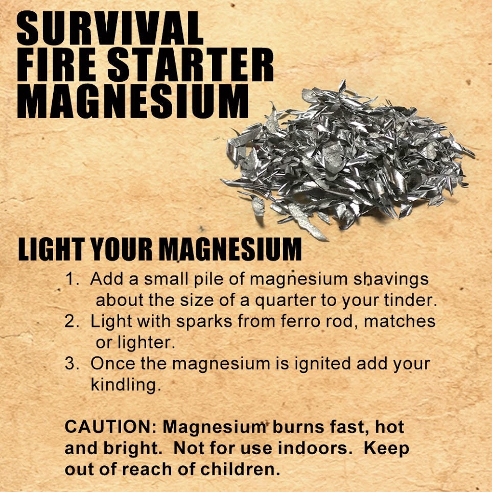 6 Bags of Magnesium Fire Starting Material Camping Hiking Survival 