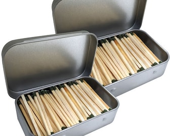 Waterproof Matches Wooden Fire Starters In  2 Tin Containers
