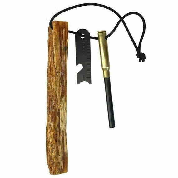 Fatwood  Stick Ferro Rod Brass Handle Handmade Survival Camping Hunting