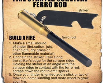 Ferro Rod Fire Starter Survival Hunting Camping Backpacking Earthquake Kit Kaeser Wilderness Supply