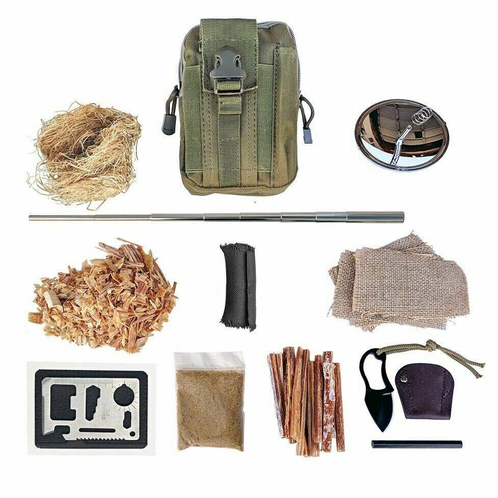 Fire Starting Kit 7 Ways to Make a Fire Fatwood Ferro Rod Char Cloth