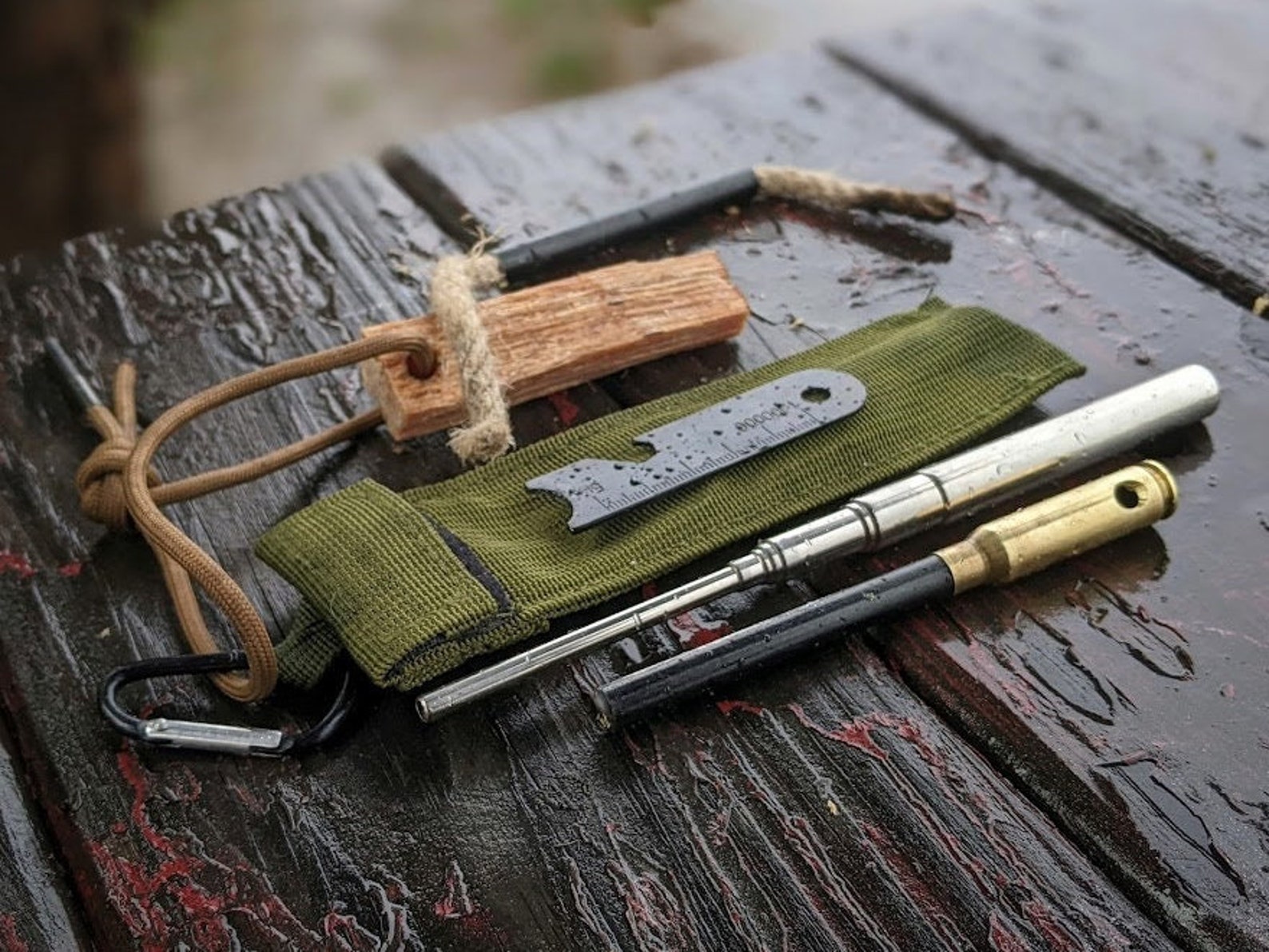 Survival Fire Starting Gear Fatwood Ferro Rod Torch Striker Etsy