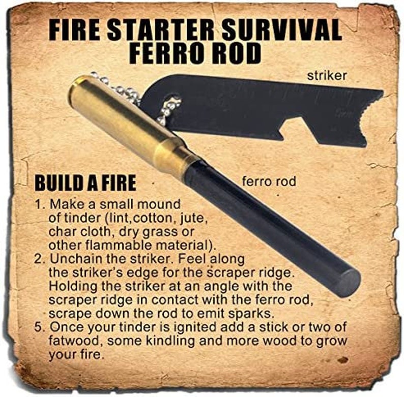 Survival Fire Starting Gear Waterproof Lighter Fatwood Ferro Etsy