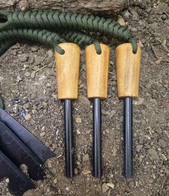 Ferro Rods Set of 3 Survival Camp Gear With Para Cord