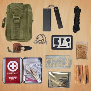 All in One Emergency Survival Kit for Camping, Hunting, Hiking, Car, RV,  Bug Out Bag Molle Pouch & American Flag Patch -  Canada