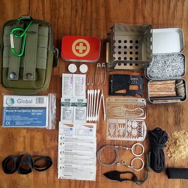 Survival First Aid Fire Starting Kit Saw Knife Ferro Rod Fatwood