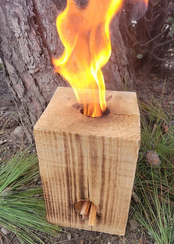 Swedish Torch Log Fire Burning Log Camping Emergencies Survival