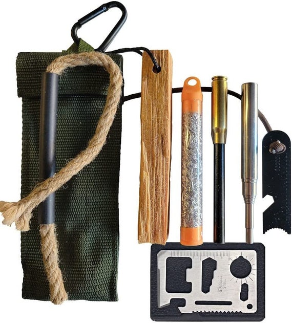 Survival Fire Starting Gear Ferro Rod Fatwood Torch Striker