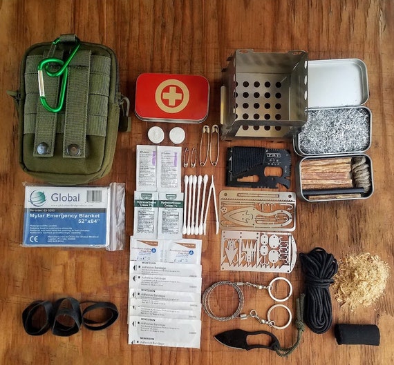  Regalos para hombres, papá, 72 piezas de kit de primeros  auxilios de supervivencia, equipo y equipo de supervivencia, suministros de  emergencia, accesorios de campamento con bolsa Molle, para camping, :  Deportes