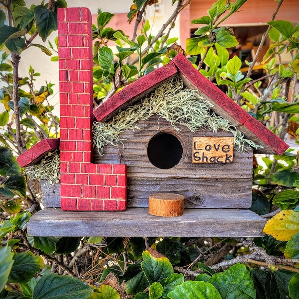 Bird Feeder Handcrafted from Weathered Ceder Repurposed Wood