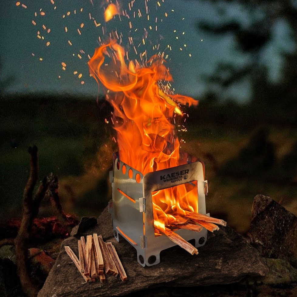 Wood Burning Folding Survival Emergency Stove Fatwood Lightweight Camping  Gear 