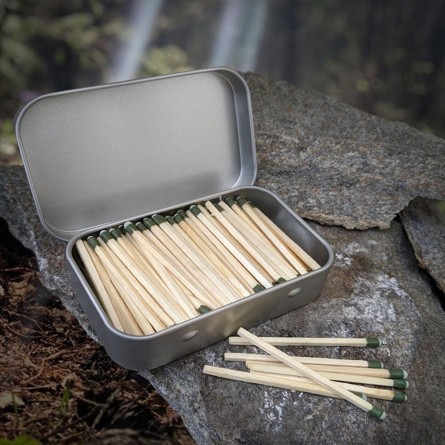 Waterproof Matches Wooden Fire Starters In 2 Tin Containers