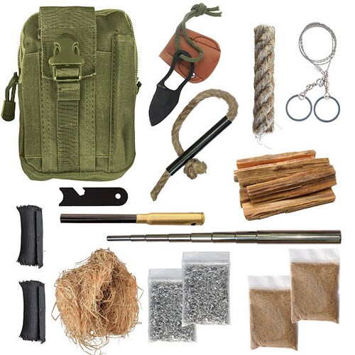 Survival Fire Starting Gear Fatwood Ferro Rod Torch Striker Etsy