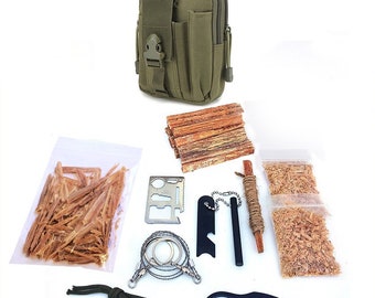 Survival Emergency Fire Starting Kit Tactical Bag Molle Bag Fatwood Bushcraft Camping Hiking Kaeser Wilderness Supply