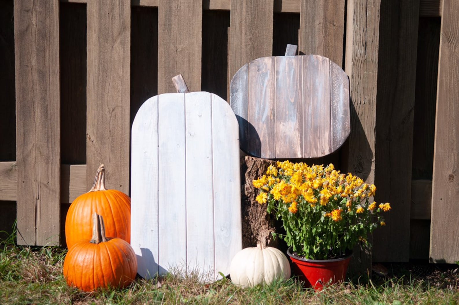 Fall Decor Halloween Decorations Rustic Wooden Pumpkins - Set of 2 - Etsy