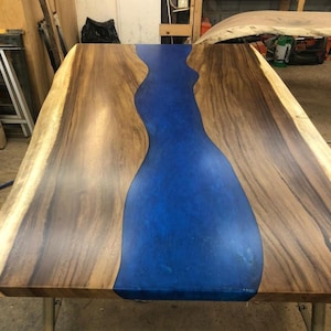 Live edge Dining Table with Resin