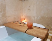 Handmade Live Edge Wood Bath Caddy, Rustic Bath Tray