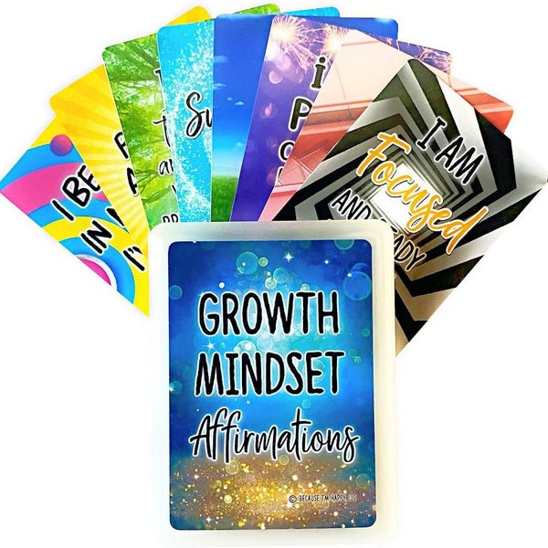 Positive Affirmation Cards for Growth Mindset (54 cards) - Encourage and Inspire students of any age to develop a growth mindset