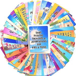 Positive Affirmation Cards for Kids + Teens (54 cards) - Encourage & Inspire your kids to increase confidence, promote a positive attitude