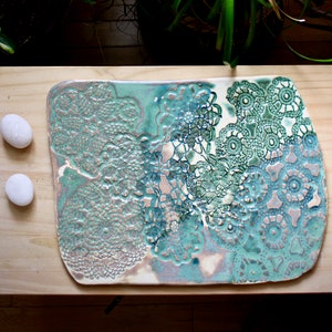 Seaside Color Overlay, Serving Tray, Cheese Tray, Ceramic Cheese Tray, Ceramic Tray, Pottery Cheese Tray, Pottery Tray, Cheese Tray