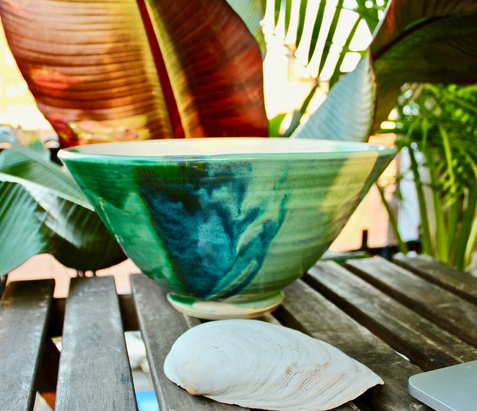 Seaside Color Overlay Pottery Salad Bowl Serving Bowl Etsy