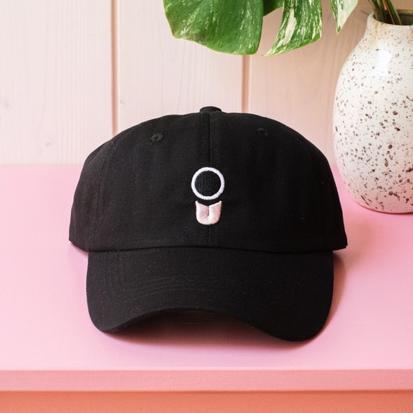 Looking Cute Yokai Dad Hat - Kawaii Black Cap ~ Cute Low Profile Cap - Kawaii Caps - Cute Hats - Helen Bucher