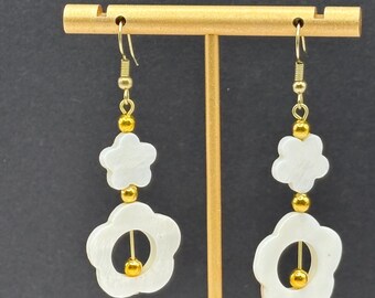 Lizzie Double Flower Earrings: Gold-Plated Flower Jewelry