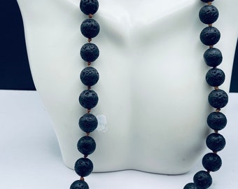 Hand Knotted Lava Necklace: Men's Waxed Leather Cord Jewelry