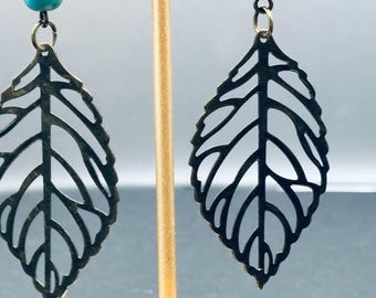 Magnesite  & Leaf Earring|Gift for Her