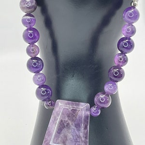 Genuine Stone|Amethyst Necklace Set|Amethyst Pendant|Purple Necklace Set|Gift for Her