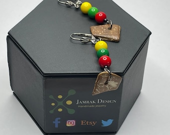 Coconut Shell Rasta Earrings: Island Vibe Jewelry