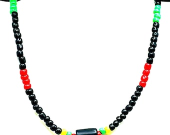 Seed Bead Rasta Necklace|Unisex Necklace| Minimalist|