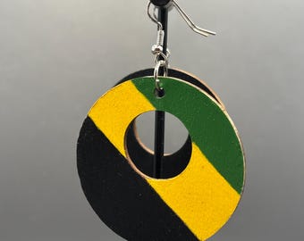 Hand Painted Wood Earrings: Vibrant Color Block Discs